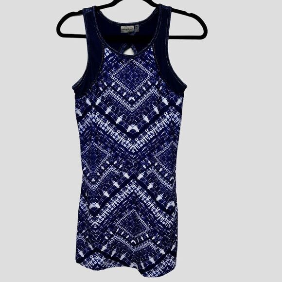 Nannette Lepore Blue Printed Activewear Workout Tank Top Cool Summer Gym Running - Picture 1 of 5